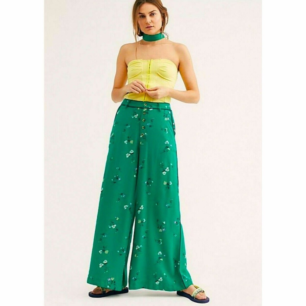 Free People Bennie Printed Wide Leg Pants size 4